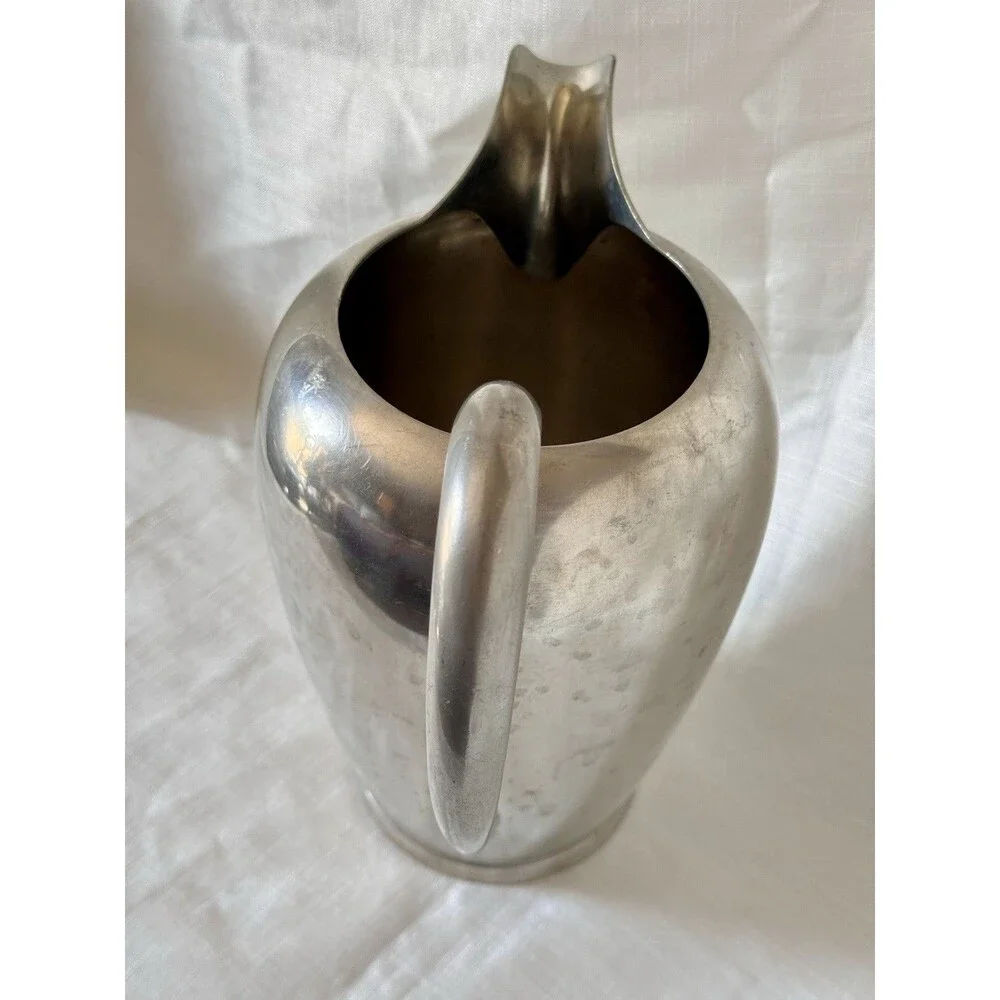 Vintage MCM Pewter Water Pitcher Wilcox Silver Plate Co. Art Deco 2 Quart 8 1/4”